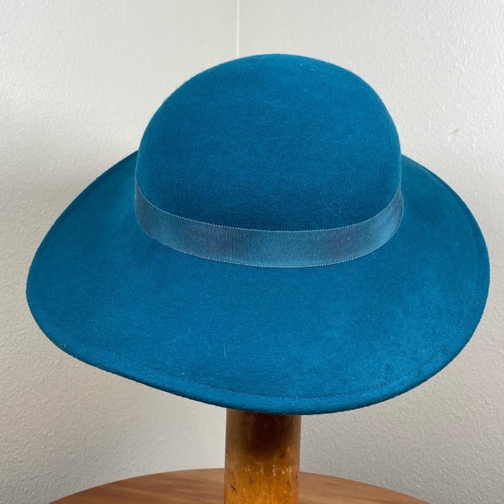 Vtg Sonni San Francisco Lancaster Felted Wool Kentucky Derby Cap Hat Teal Blue - Picture 2 of 10